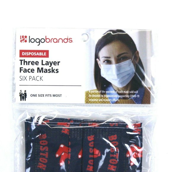 Boston Red Sox 6-Pack Three Layer Face Masks - Adult - Picture 2 of 5